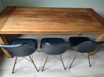 3 zwarte eetkamerstoelen met koperen poten, Huis en Inrichting, Ophalen, Drie, Zwart, Zo goed als nieuw