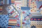 Lap 100% canvas katoen stof - beige blauw VW Bus #3905, Hobby en Vrije tijd, Stoffen en Lappen, Blauw, Nieuw, Ophalen of Verzenden