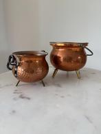 Vintage koperen keteltjes op pootjes, Ophalen of Verzenden