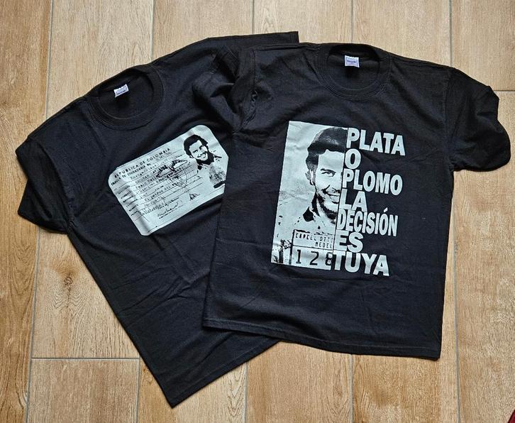 NIEUW 2 x T-shirt uit Colombia Pablo Escobar, Kleding | Heren, T-shirts, Nieuw, Maat 52/54 (L), Zwart, Ophalen of Verzenden