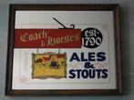 Originele Engelse Pub spiegel  Coach & Horses 59x49 cm, Antiek en Kunst, Antiek | Spiegels, Ophalen, Rechthoekig, Minder dan 50 cm