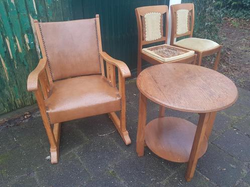Fauteuil leder: Retro, Antiek en Kunst, Antiek | Meubels | Stoelen en Banken, Ophalen of Verzenden