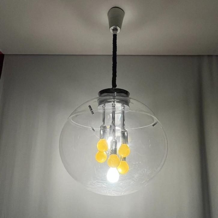 TOTALE LEEGVERKOOP Jaren 70 vintage space age bollamp, Huis en Inrichting, Lampen | Hanglampen, Gebruikt, Minder dan 50 cm, Kunststof