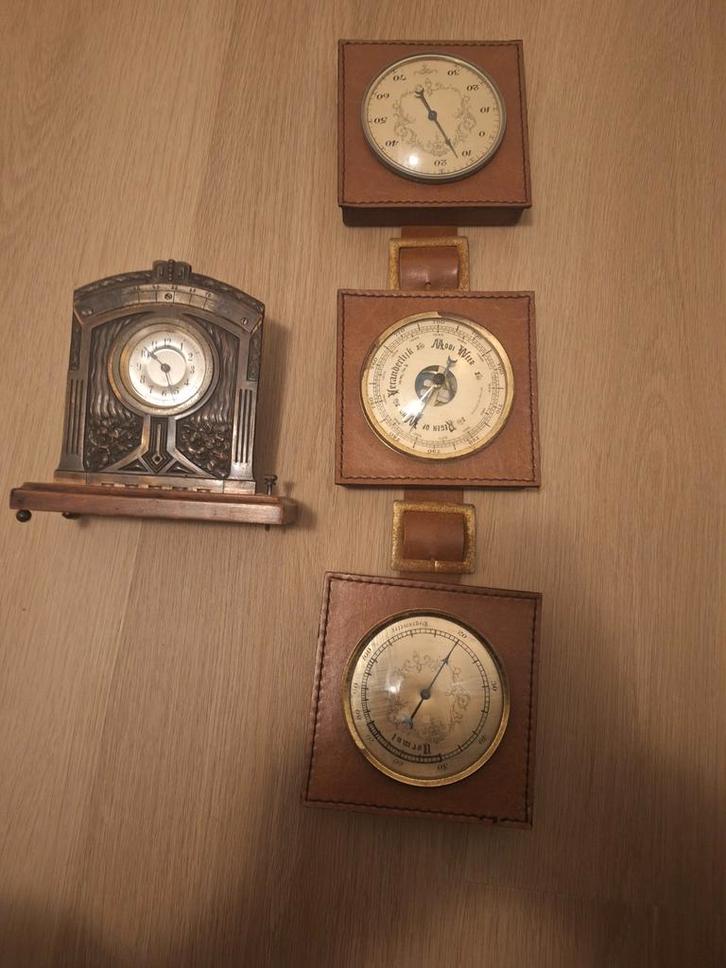 Antieke Tafelklok & Barometer Set, Antiek en Kunst, Antiek | Klokken, Ophalen of Verzenden