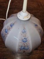 Onbeschadigde Vintage hanglamp met bloemmotief, Ø24,5cm, Gebruikt, Vintage, Ophalen of Verzenden, Glas