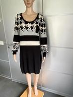 i86 Dept mt. 40=M fijn-gebreid jurkje jurk zwart/grijs/beige, Maat 38/40 (M), Zwart, Ophalen of Verzenden, Zo goed als nieuw