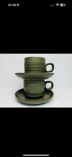 Vintage Denby Camelot Chevron 1961 2x kop en schotel servies, Antiek en Kunst, Antiek | Servies los, Ophalen of Verzenden