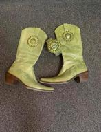 Groene leren cowboy laarzen maat 36 + bijpassende leren riem, Hoge laarzen, Bucatini, Ophalen of Verzenden, Zo goed als nieuw