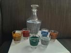 vintage karaf glas borrelglas pied de poule France, Ophalen of Verzenden
