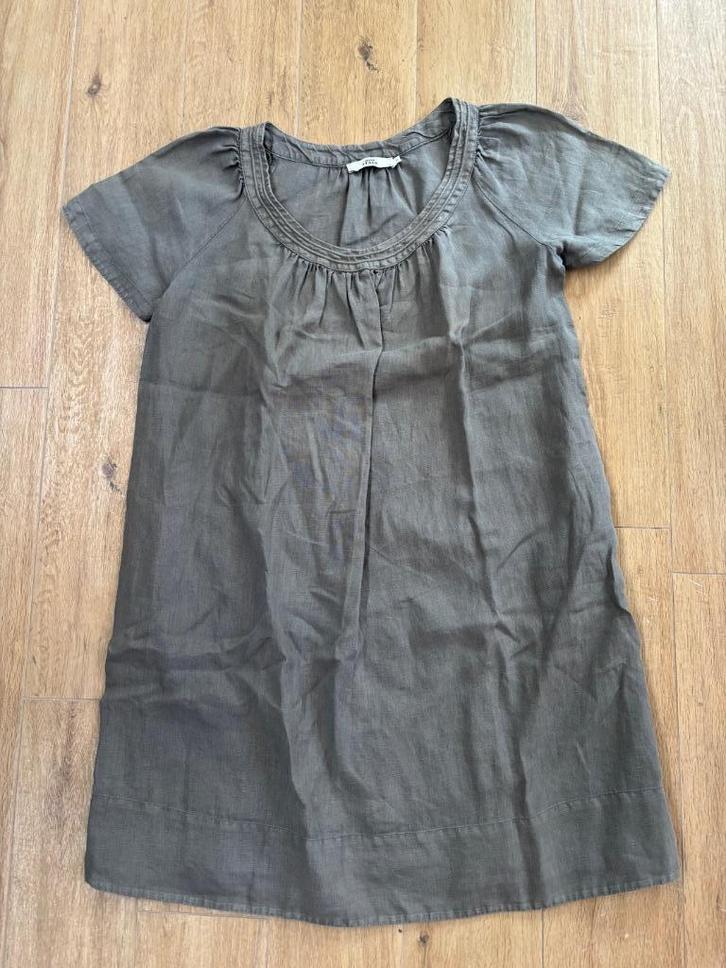 0039Italy by PAUW linnen jurk taupe 38-40-42(klein), Kleding | Dames, Jurken, Zo goed als nieuw, Maat 38/40 (M), Overige kleuren