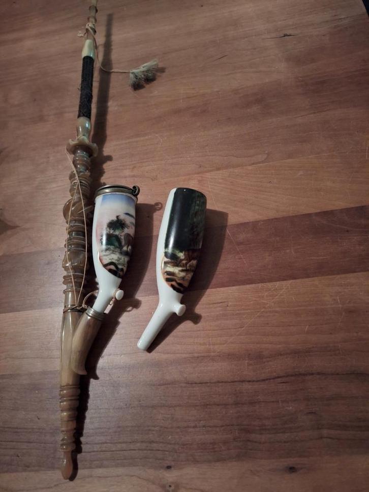 Antieke jachtpijp, met reserve pijpenkop, Antiek en Kunst, Antiek | Overige Antiek, Ophalen of Verzenden