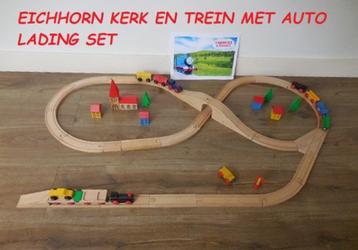 Eichhorn Kerk en Trein met Auto Lading Houten Set beschikbaar voor biedingen
