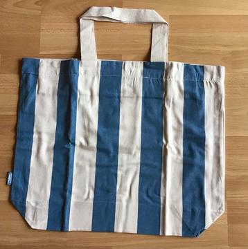 Zomertas blauw gestreept organisch katoen 62x50x16 cm nieuw beschikbaar voor biedingen