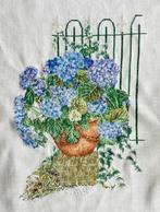 Borduurwerk, zijde, bloem, hortensia, tuin, vintage, Ophalen, Gebruikt, Handborduren, Overige typen