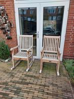 SALE teakhouten tuinstoel schommelstoel stoel met klaptafel, Tuin en Terras, Tuinstoelen, Ophalen, Zo goed als nieuw, Hout