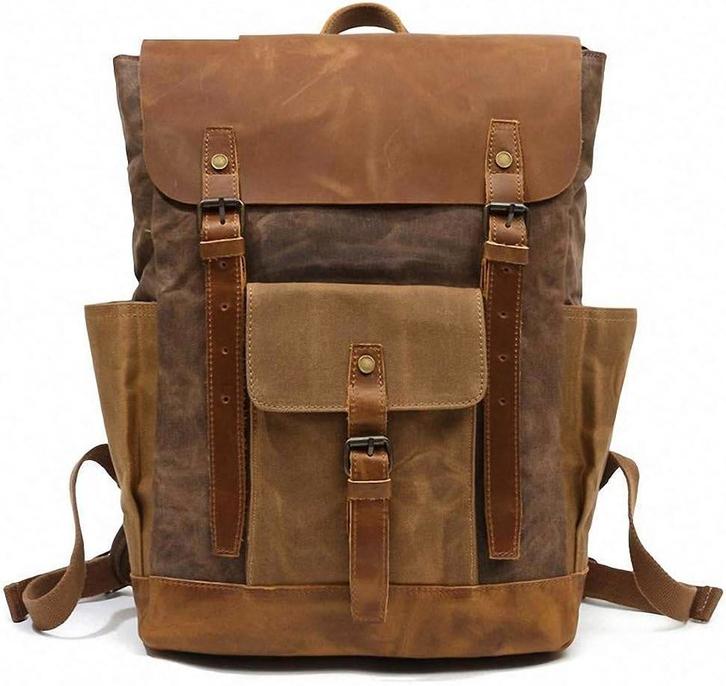 Wax canvas, vintage rugzak, waterafstotend kleur bruin, Sieraden, Tassen en Uiterlijk, Tassen | Rugtassen, Nieuw, Overige merken