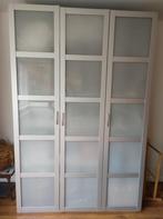 Ikea Pax kast grijs met glas 225 cm hoog / 150 cm breed, Met deur(en), 150 tot 200 cm, Glas, Gebruikt