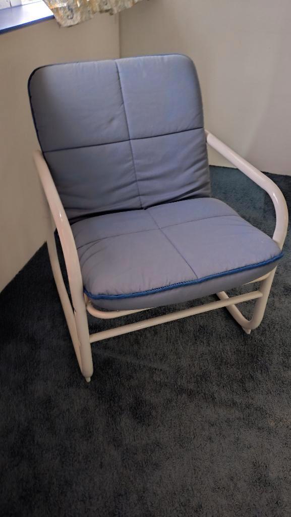 Vintage draadstoel wit (jaren '80), Huis en Inrichting, Stoelen, Gebruikt, Eén, Metaal, Wit, Ophalen