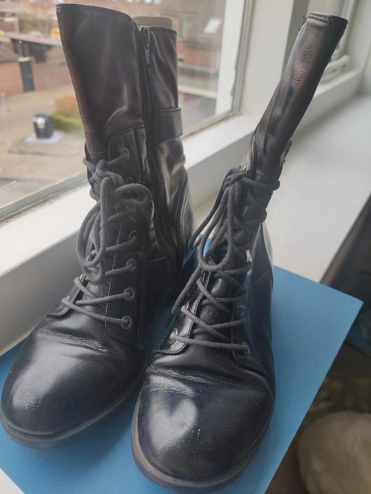 Zwarte leren laarzen maat 37, Kleding | Dames, Schoenen, Gedragen, Lage of Enkellaarzen, Zwart, Ophalen of Verzenden