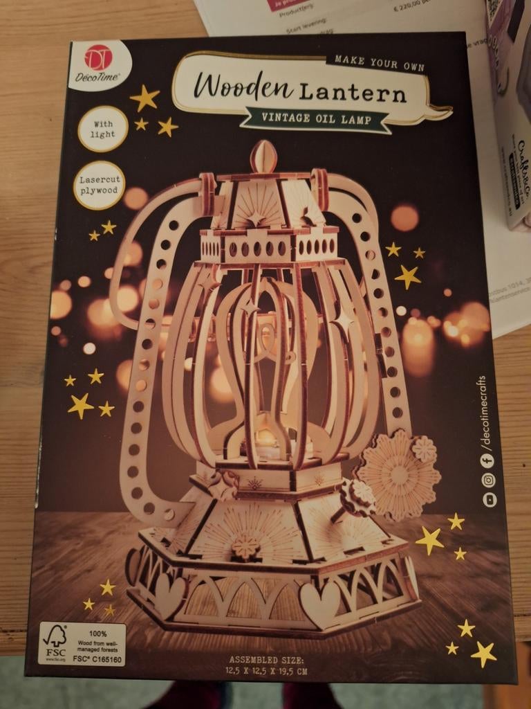 Houten Lantaarn - Vintage Olie Lamp DIY, Ophalen, Nieuw, Knutselwerk