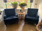 Twee Donkerblauwe Velvet Clubfauteuils Rofra, Huis en Inrichting, Ophalen, 100 tot 125 cm, 75 tot 100 cm, Stof