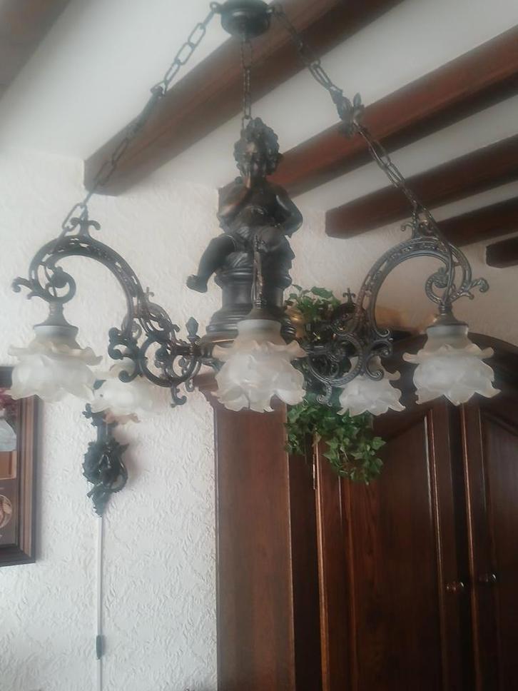 Engelen Hanglamp - Sfeervolle Verlichting, Huis en Inrichting, Lampen | Kroonluchters, Gebruikt, Glas, Metaal, Ophalen of Verzenden