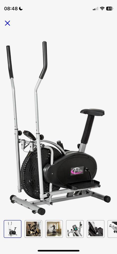Tectake 2 in 1 hometrainer/ crosstrainer, Sport en Fitness, Fitnessapparatuur, Zo goed als nieuw, Hometrainer, Armen, Benen, Metaal
