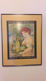 Vintage poster Bordeaux wijn, Ophalen, Rechthoekig Staand, Met lijst, Zo goed als nieuw