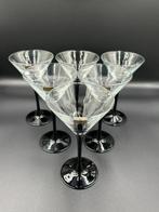 Set van 6 Vintage Luminarc France Martini Glazen – Zwart, Verzamelen, Glas en Borrelglaasjes, Ophalen of Verzenden, Zo goed als nieuw