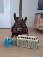 Ibanez KIKOSP2 red burst + Yamaha THR5 amp + cable + case, Ophalen, Zo goed als nieuw, Hollow body, Ibanez