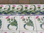 art nouveau tegeltableau v achter fornuis groen-roze-paars