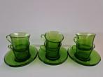 6 Duralex France kop en schotel, groen., Ophalen of Verzenden