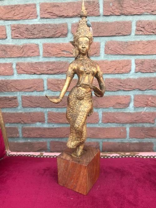 oud bronzen beeld: Thaise tempeldanseres, Antiek en Kunst, Kunst | Beelden en Houtsnijwerken, Ophalen of Verzenden