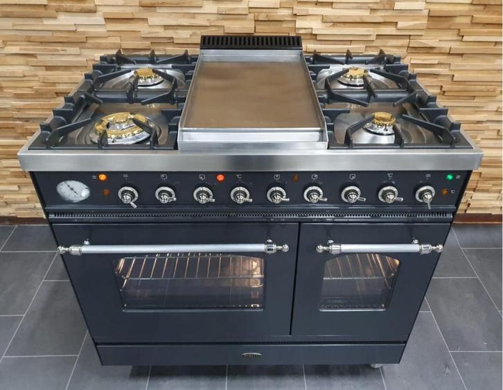 🔥Luxe Boretti Fornuis 90cm antraciet + rvs GASOVEN Frytop, Witgoed en Apparatuur, Fornuizen, Zo goed als nieuw, Vrijstaand, Gas