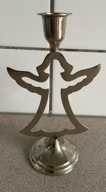 Metalen kandelaar engel Kerst zilver beschikbaar voor biedingen