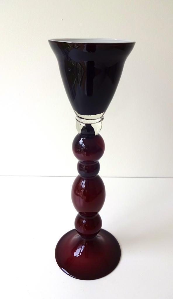 Glazen vaas donkerbruin en zwart opaline lang model 2726-g, Antiek en Kunst, Antiek | Glas en Kristal, Ophalen of Verzenden