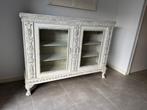 Schitterende white wash vitrine kast, Huis en Inrichting, Kasten | Vitrinekasten, Ophalen, Met deur(en), 100 tot 150 cm, 150 tot 200 cm