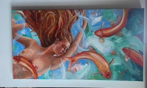 Annemarie de groot titel : zij pijlt de diepte van haar lot, Antiek en Kunst, Kunst | Schilderijen | Abstract, Ophalen of Verzenden