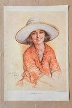 Tekening Sourire door E. Villon uit 1927, Ophalen of Verzenden