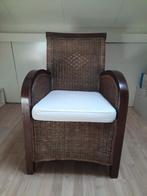 rieten stoel met zitkussen, Huis en Inrichting, Fauteuils, Ophalen, Gebruikt, 75 tot 100 cm, 50 tot 75 cm