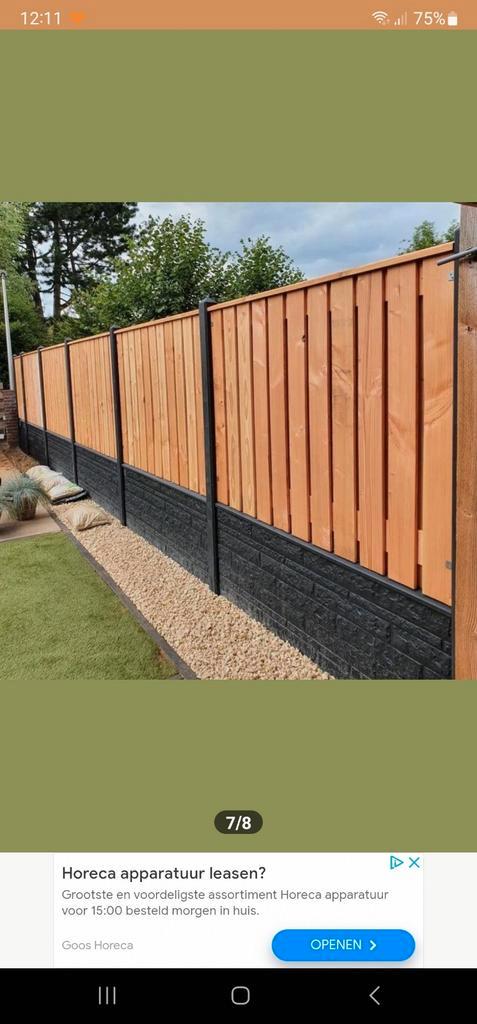 Douglas schutting met Dubbelzijdig Rotsmotief, Tuin en Terras, Schuttingen, Nieuw, Hout, 1 tot 2 meter, Minder dan 3 meter, Ophalen