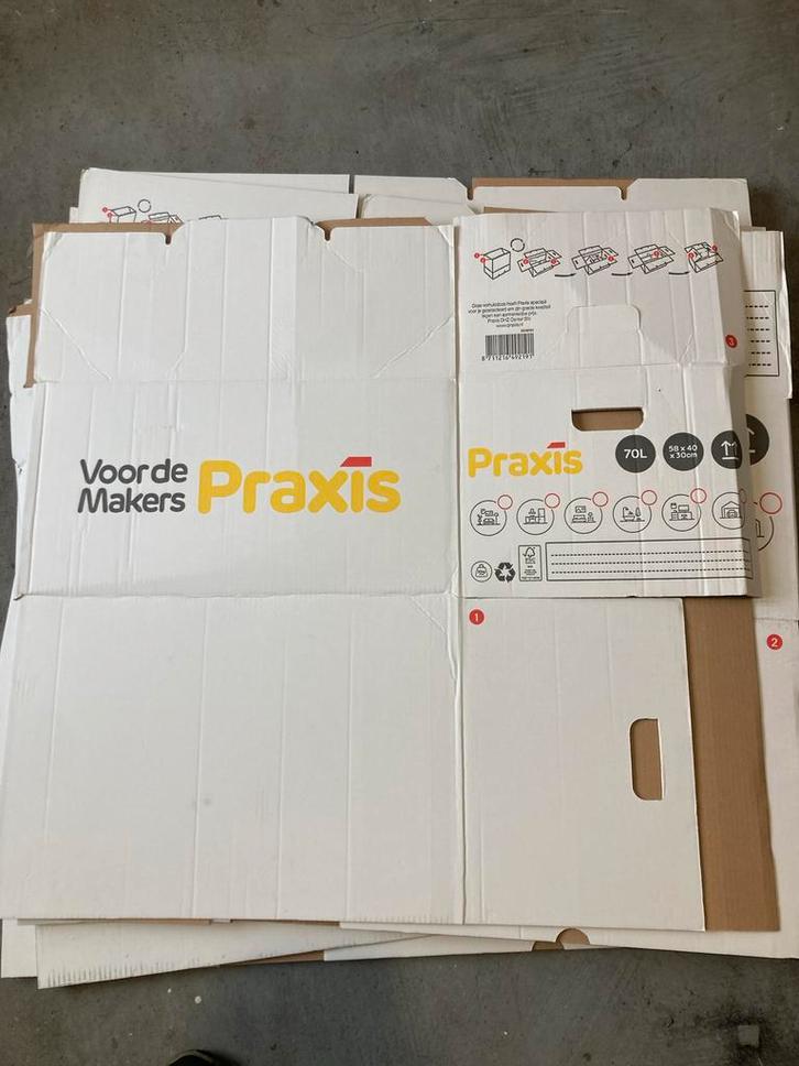 42 Verhuisdozen Praxis, IKEA, zgan, Doe-het-zelf en Verbouw, Kratten en Dozen, Zo goed als nieuw, Doos, 50 tot 75 cm, 35 tot 50 cm