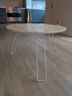Opklapbare ronde salontafel pershout, Ophalen, Gebruikt, 50 tot 100 cm, Rond