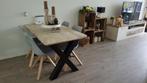 Eettafel steigerhout x-poot (TIP!), Eikenhout, Landelijk, Vijf personen of meer, Rechthoekig