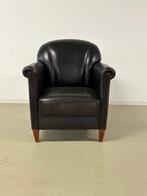 Engelse Clubfauteuil in zwart / antraciet rundleder, Huis en Inrichting, Ophalen, Gebruikt, 75 tot 100 cm, Engels / Clubfauteuil / Klassiek