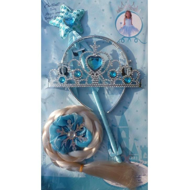 Nieuw ! Elsa Accessoires Blauw Met Vlecht, Tiara en Stafje, Kinderen en Baby's, Carnavalskleding en Verkleedspullen, Nieuw, Meisje