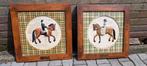 te koop 2 houten schilderijen met paarden 3d 40 x 40 cm, Ophalen of Verzenden