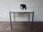 Vintage retro bijzettafel Pastoe gemerkt wit metalen pootjes, Minder dan 45 cm, Minder dan 55 cm, Metaal of Aluminium, Ophalen of Verzenden
