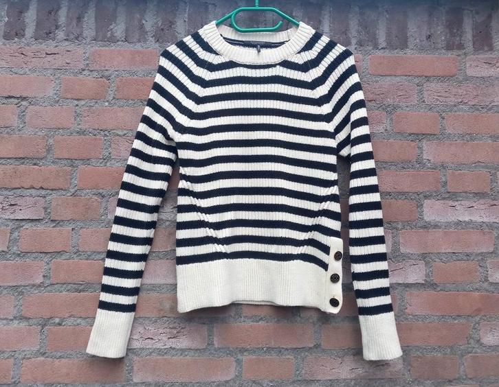 Zwart - crème witte chunky rib sweater Scotch & Soda S / 36, Kleding | Dames, Truien en Vesten, Zo goed als nieuw, Maat 36 (S)