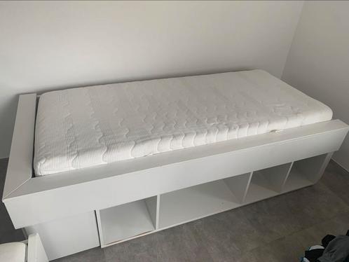Stoere jongensbed, Huis en Inrichting, Slaapkamer | Bedden, Zo goed als nieuw, Eenpersoons, 200 cm, Hout, Grijs, Ophalen of Verzenden